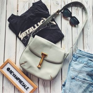 VINTAGE GUCCI 70's UNIQUE DOVE GREY OYSTER LEATHER FLAP SHOULDER BAG